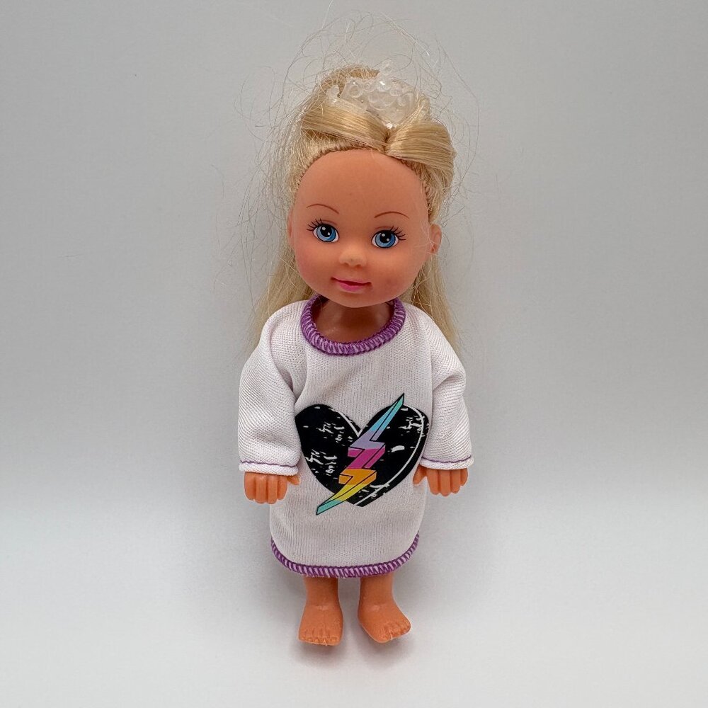 Simba Princess Blonde Long Hair Tiara Doll 4.5" Blue Eyes Vintage (SKU: 334TO)